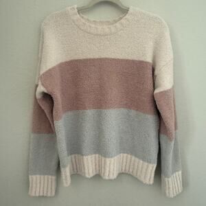 Altar’d State Women’s Sweater Small Ivory Multi Colorblock Striped Pullover